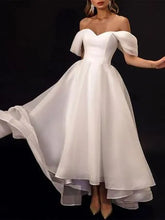 Ivory Short Strapless Off-the-Shoulder Wedding Dress Vestido De Novia Satin Mermaid Bow Satin Court Train Sleeves White Modern Bridal Princess Gown